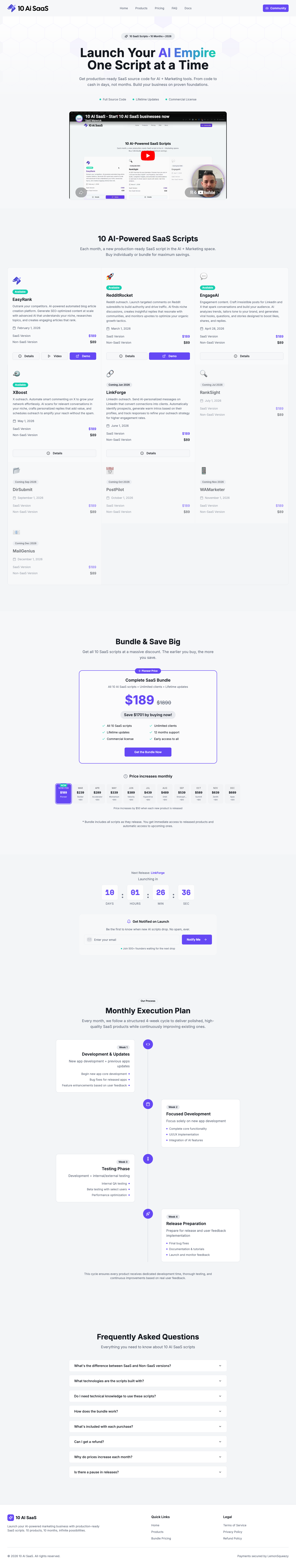 10 AI SaaS full landing page screenshot