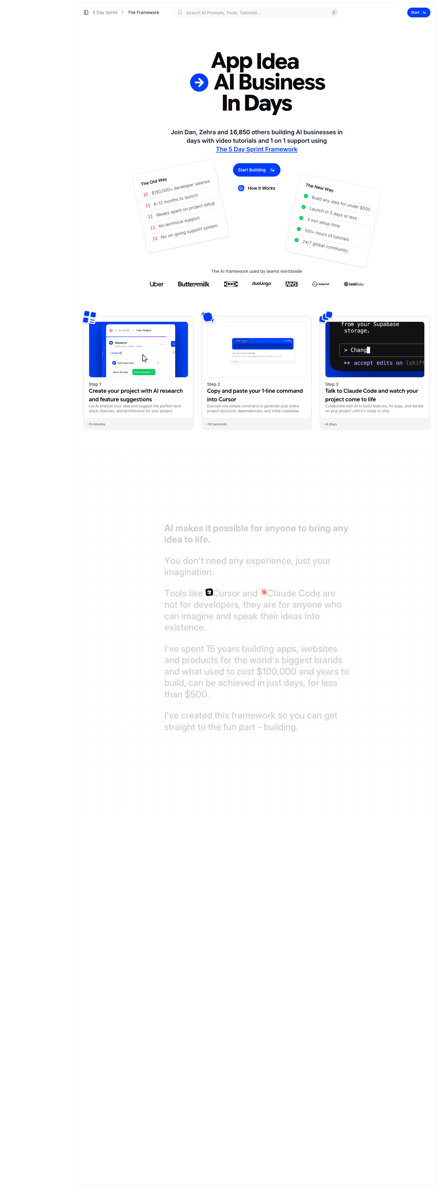 5 Day Sprint full landing page screenshot