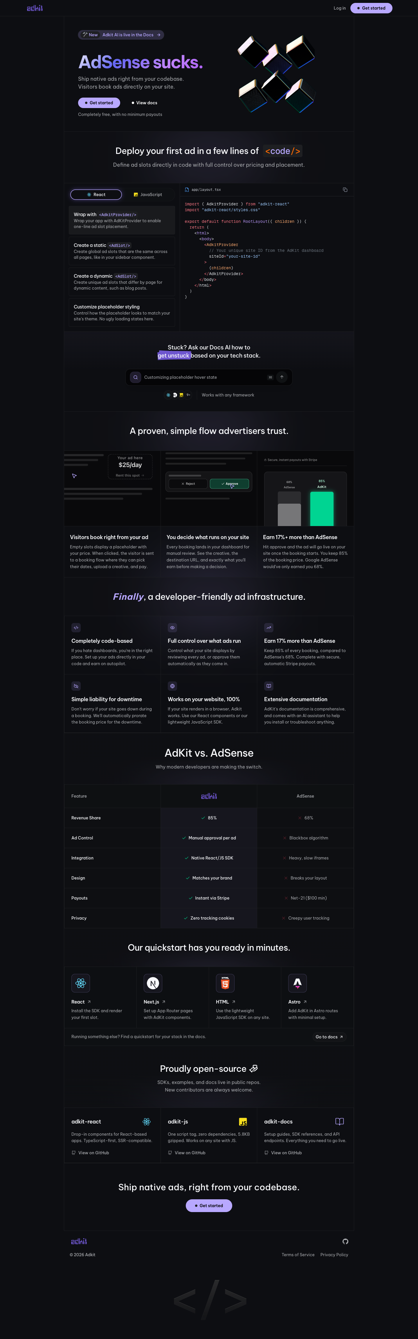 AdKit full landing page screenshot