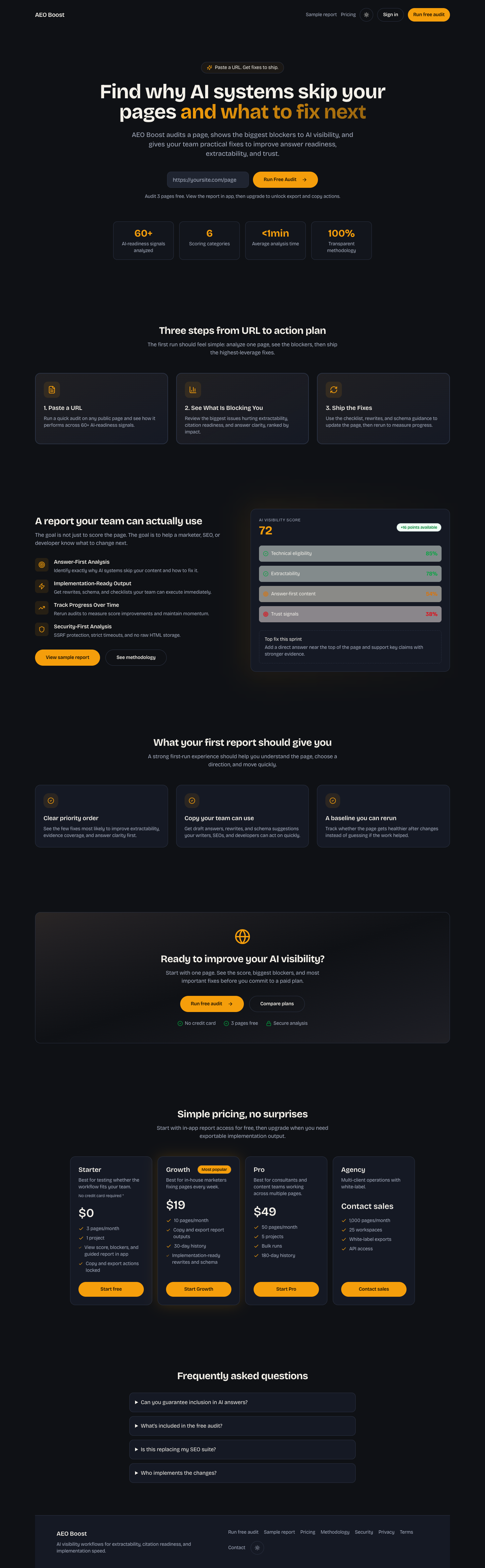AEO Boost full landing page screenshot