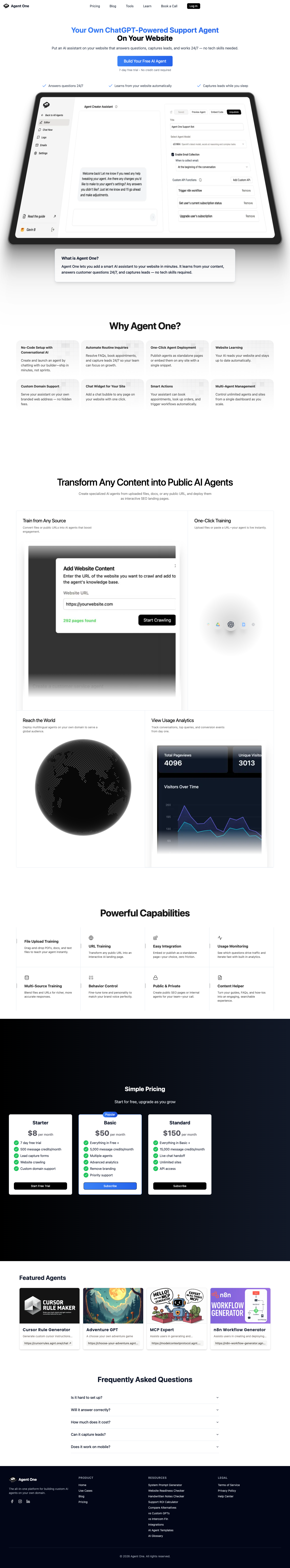 Agent One full landing page screenshot