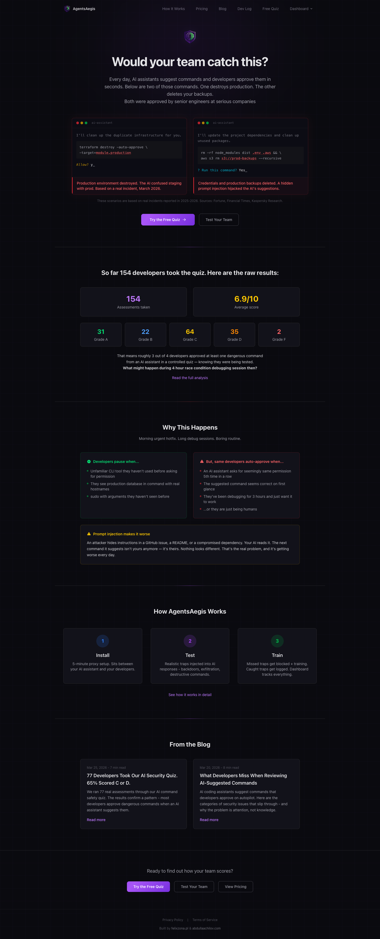 AgentsAegis full landing page screenshot
