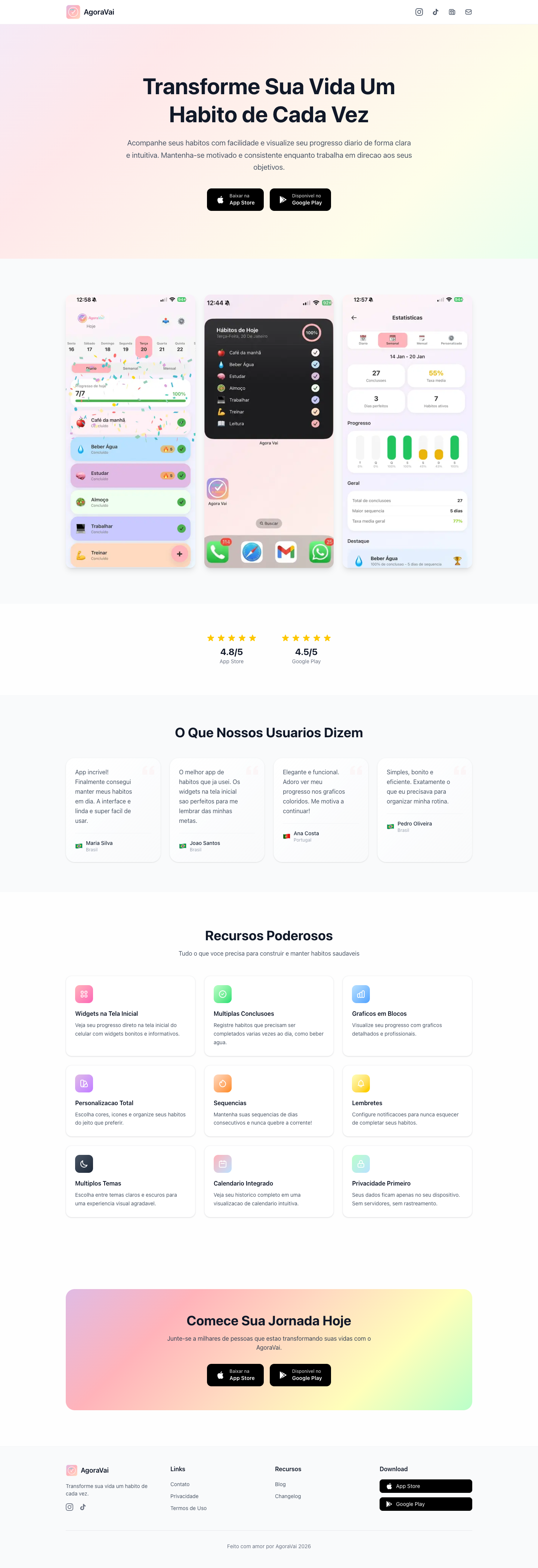 AgoraVai full landing page screenshot