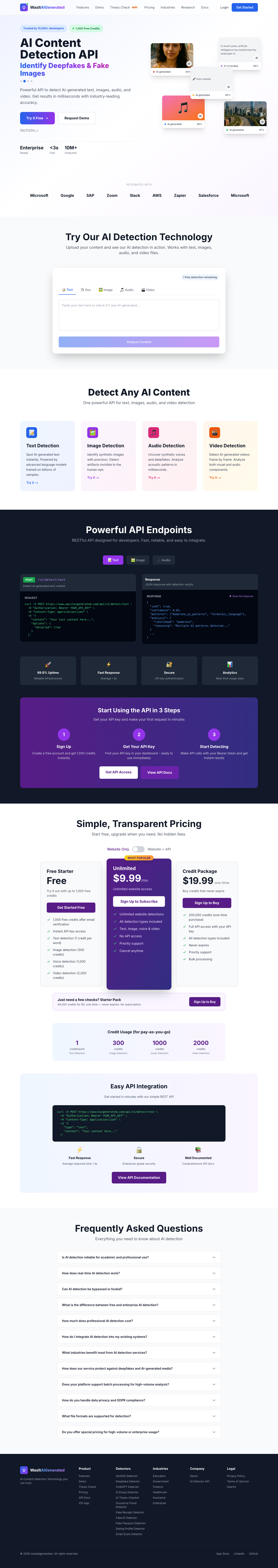 AI Detector full landing page screenshot