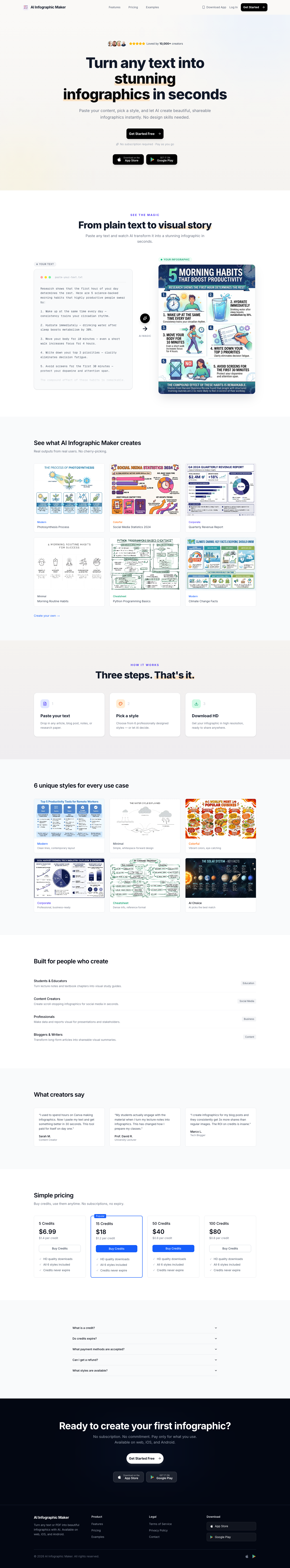 AI Infographic Maker full landing page screenshot