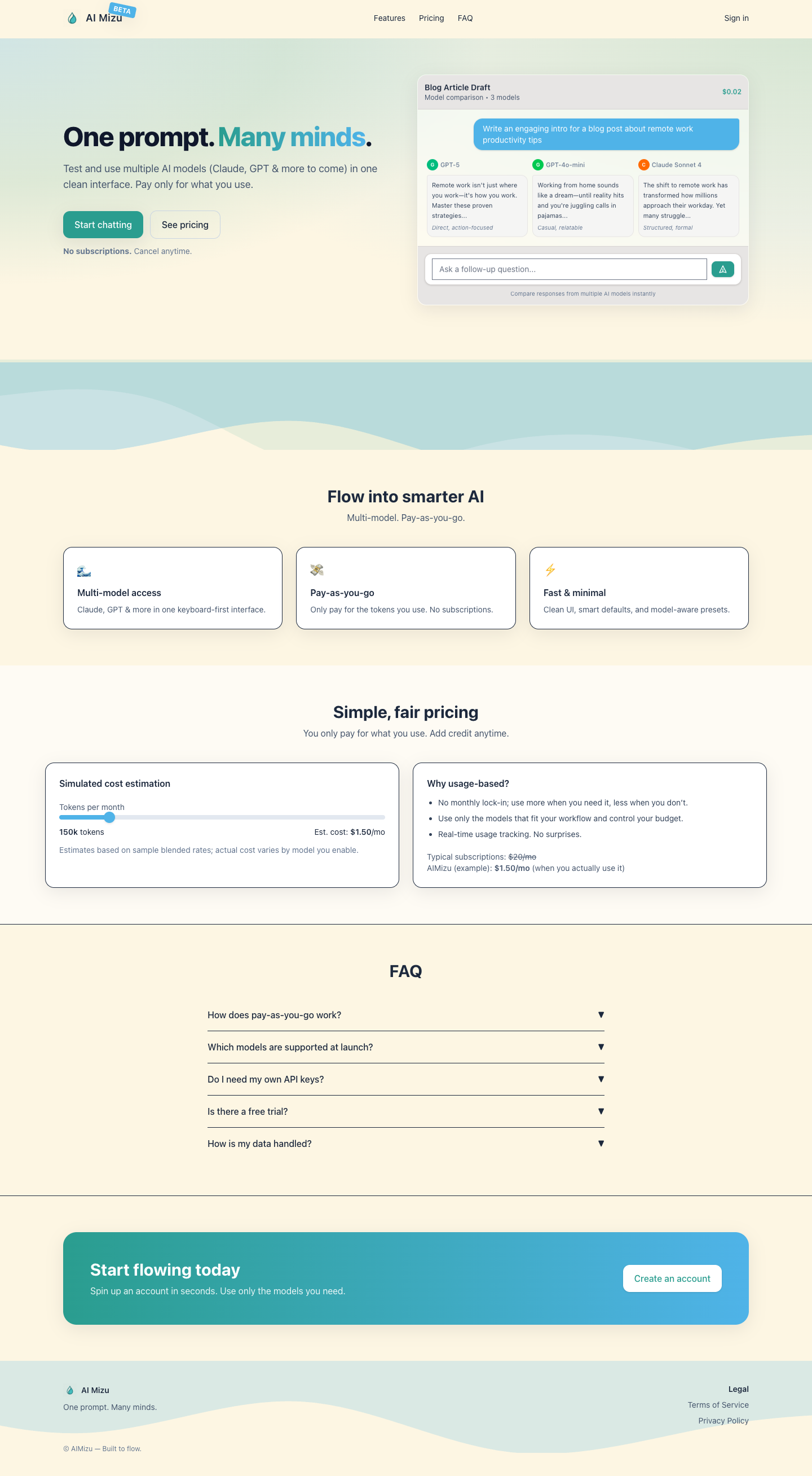AI-Mizu full landing page screenshot