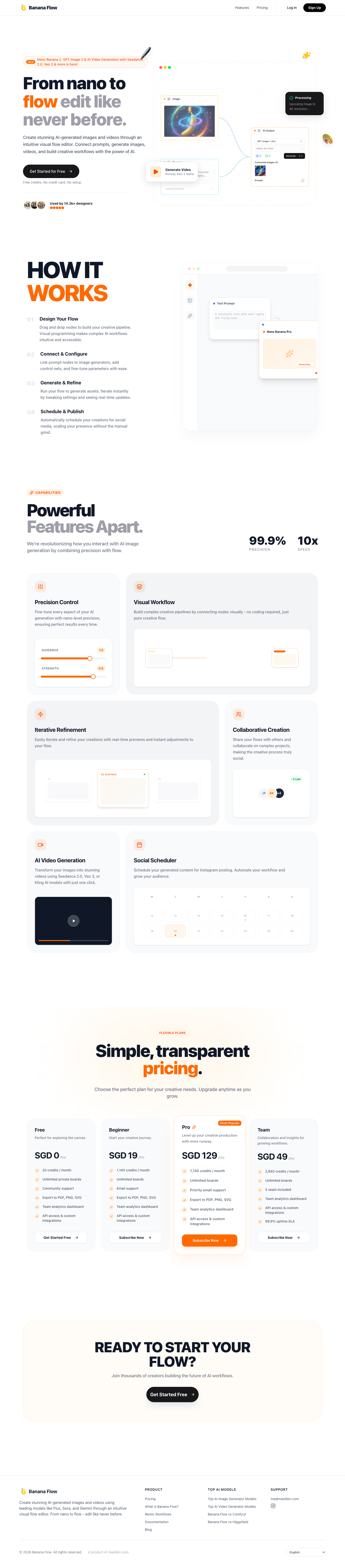 AIBananaFlow full landing page screenshot