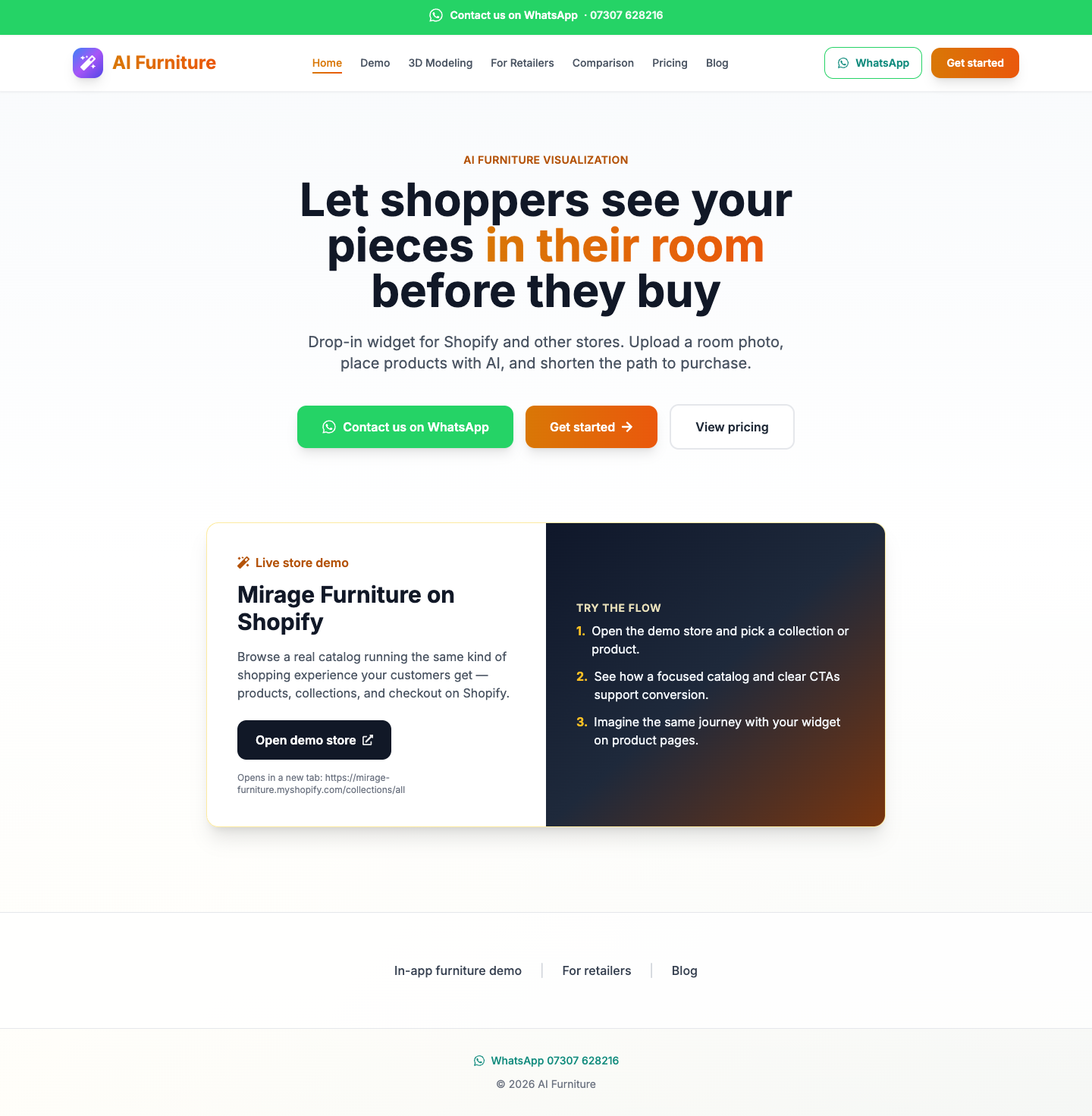 aifurniture full landing page screenshot