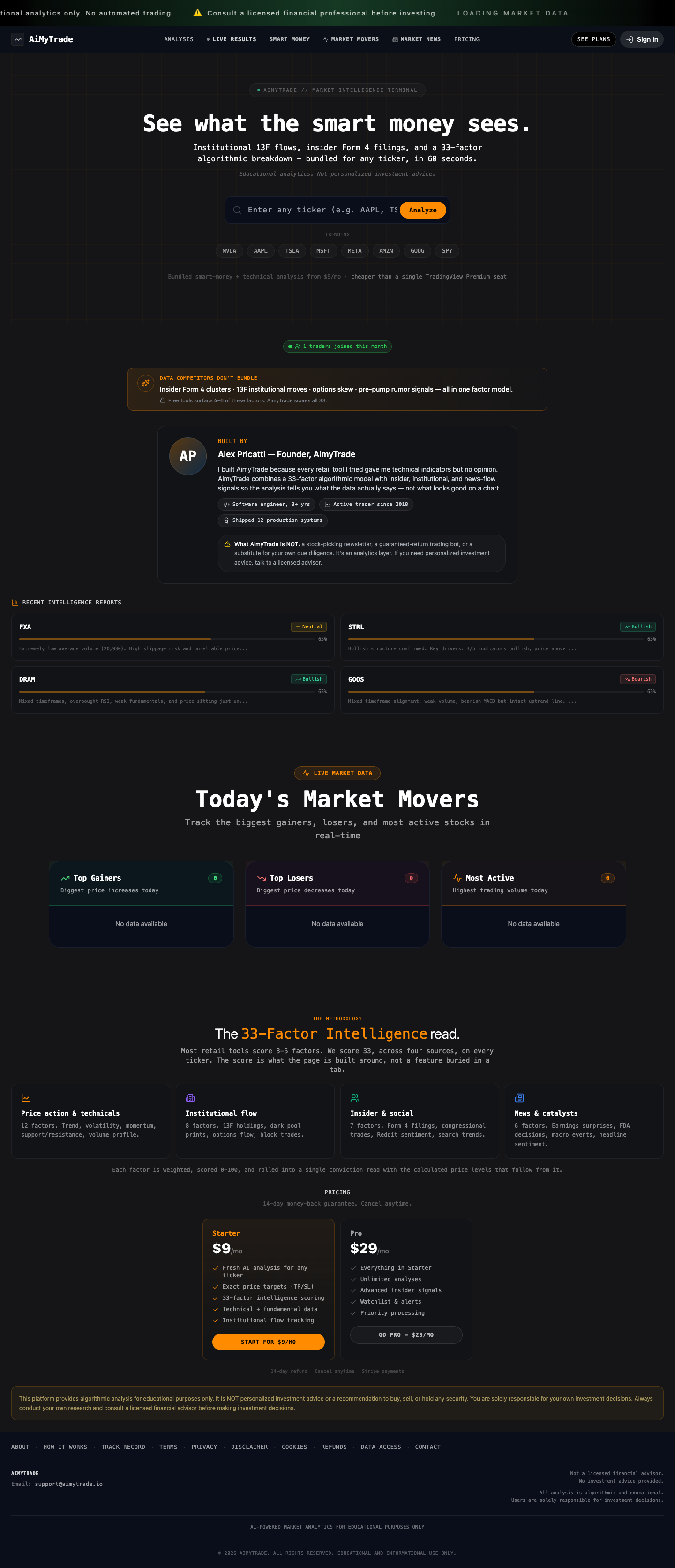 Aimytrade.io full landing page screenshot