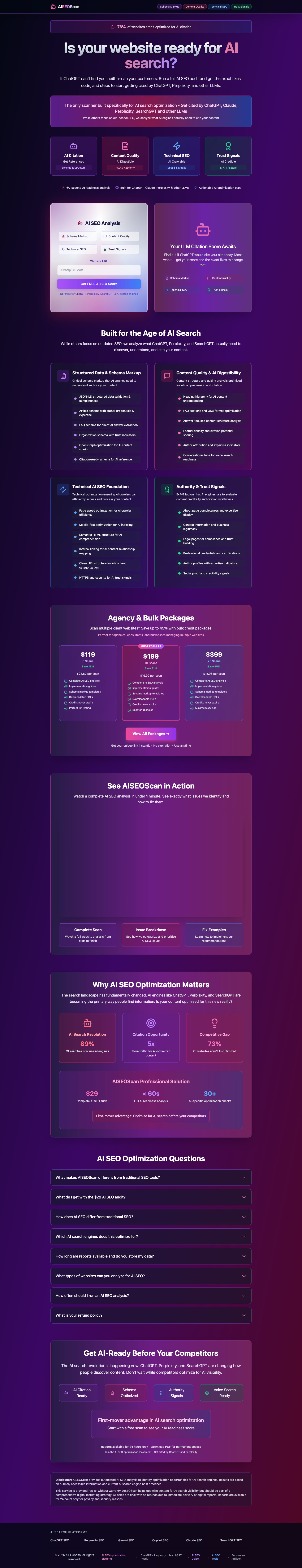AISEOScan full landing page screenshot