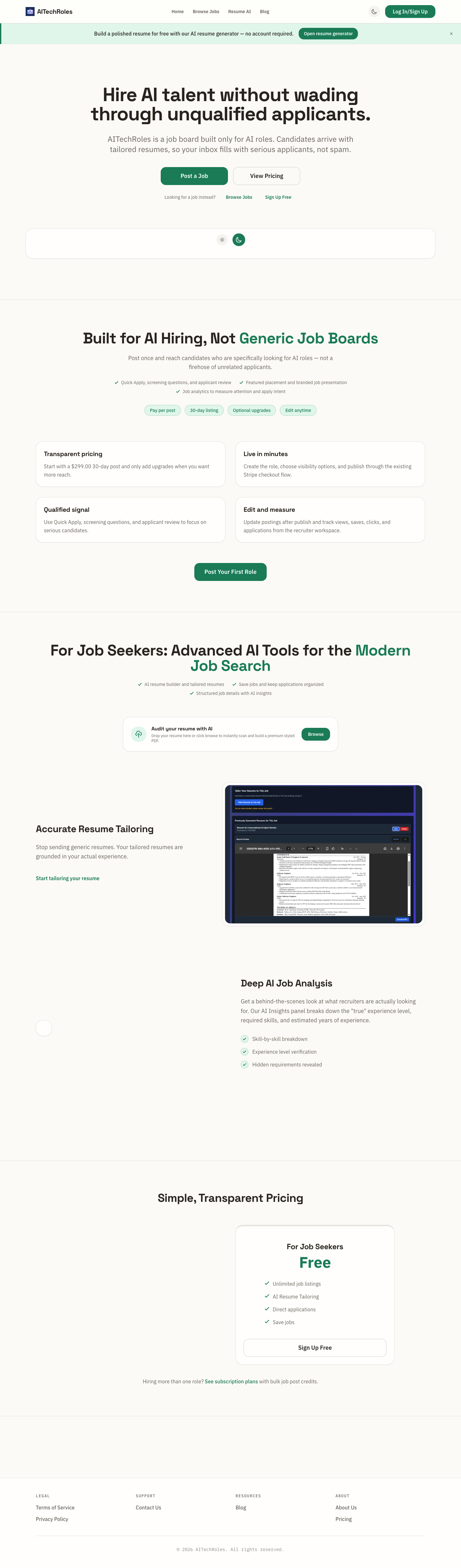AITechRoles full landing page screenshot