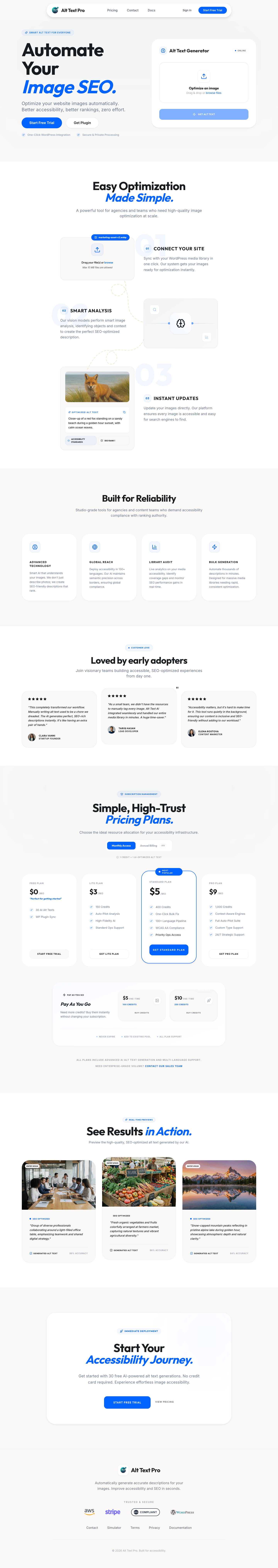Alt Text Pro full landing page screenshot