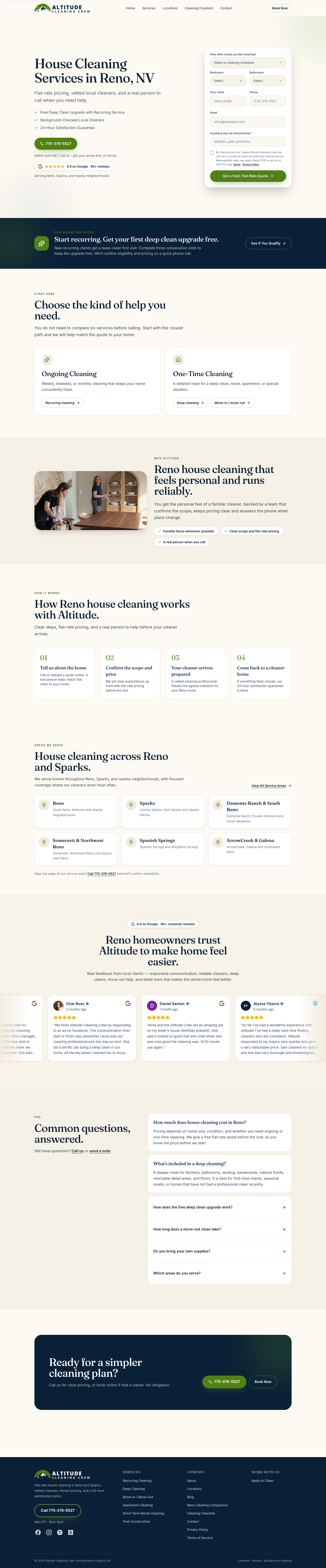 Altitude Cleaning Crew full landing page screenshot
