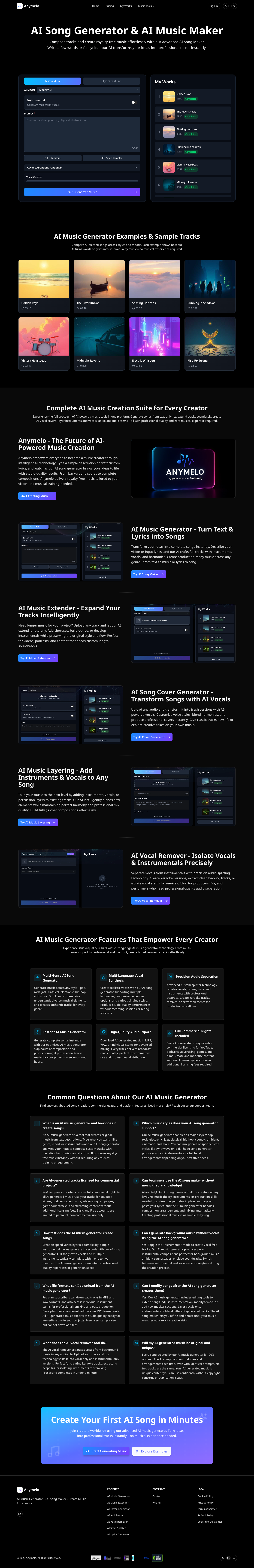 Anymelo full landing page screenshot