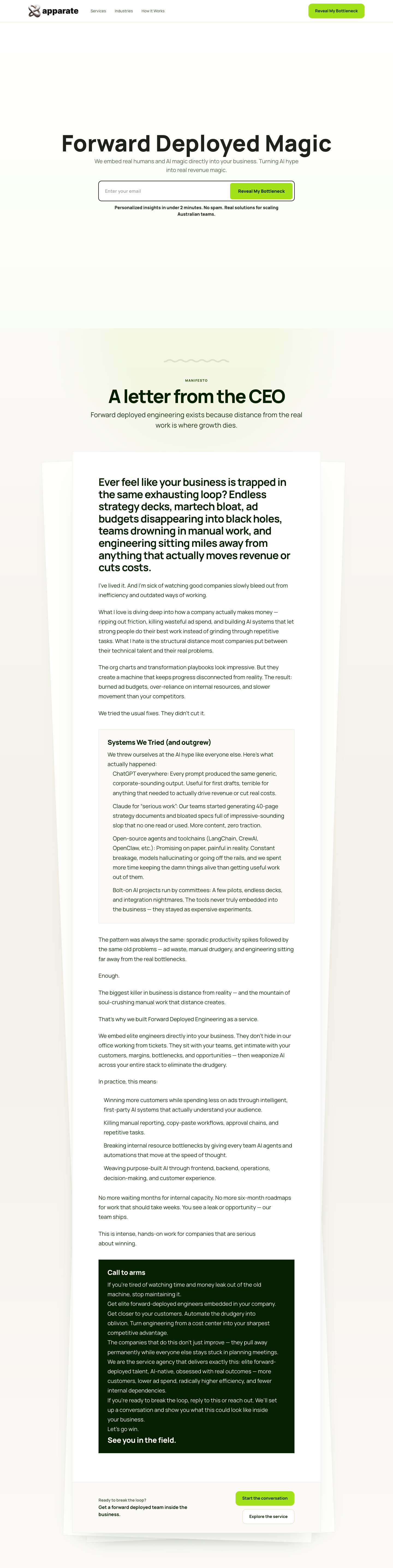 Apparate Pty Ltd full landing page screenshot