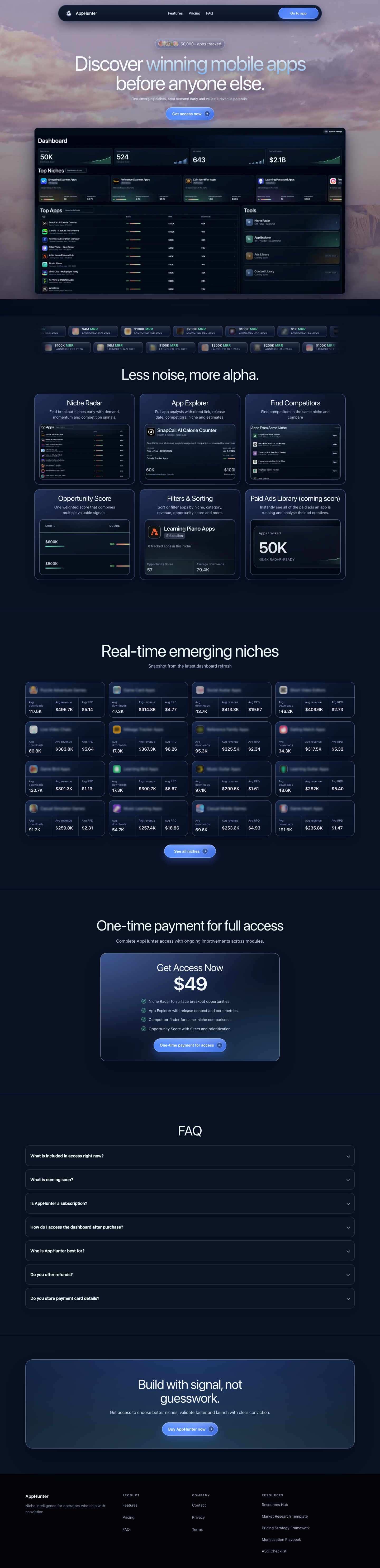 apphunter.ai full landing page screenshot