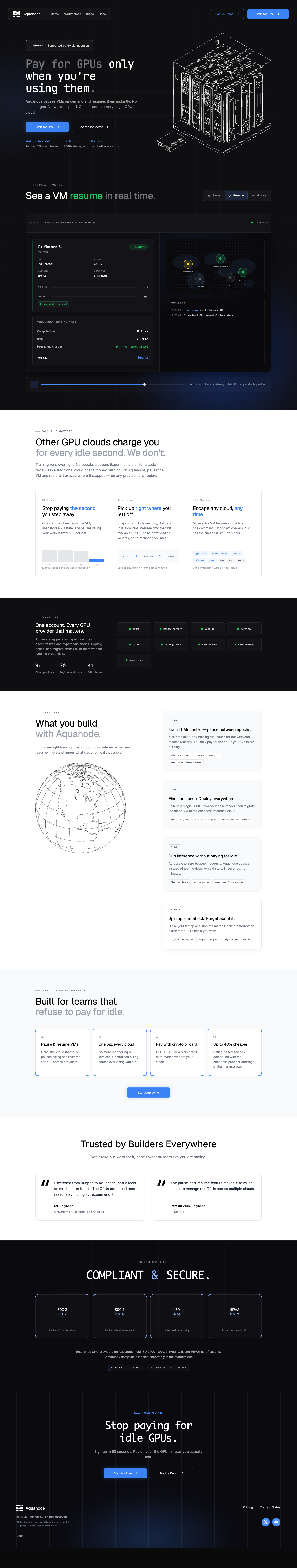 Aquanode full landing page screenshot