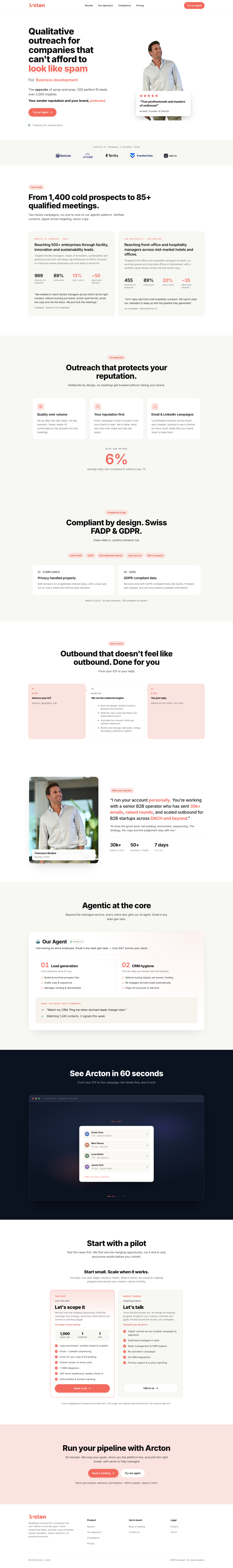 Arcton full landing page screenshot