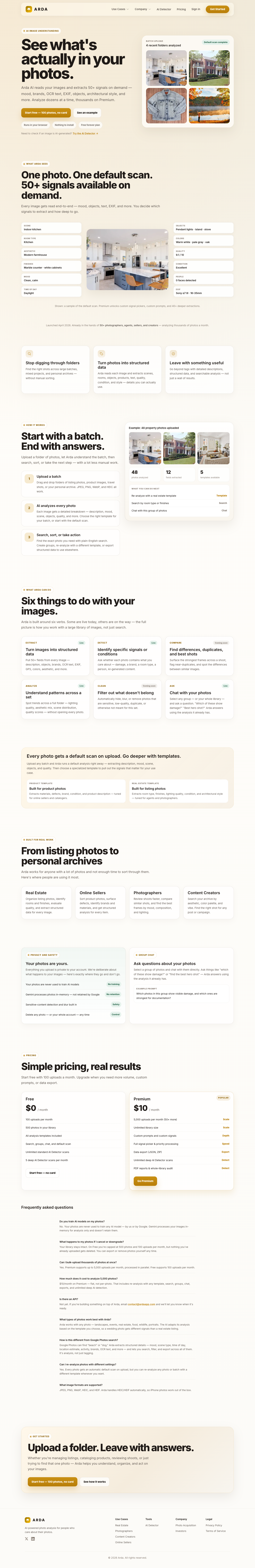 Arda AI full landing page screenshot