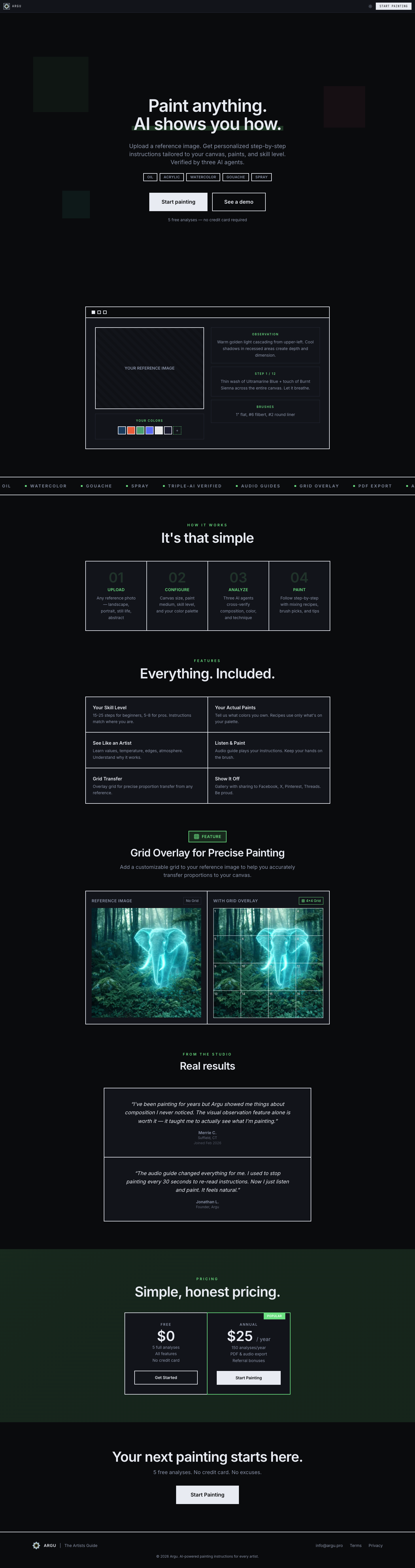Argu full landing page screenshot