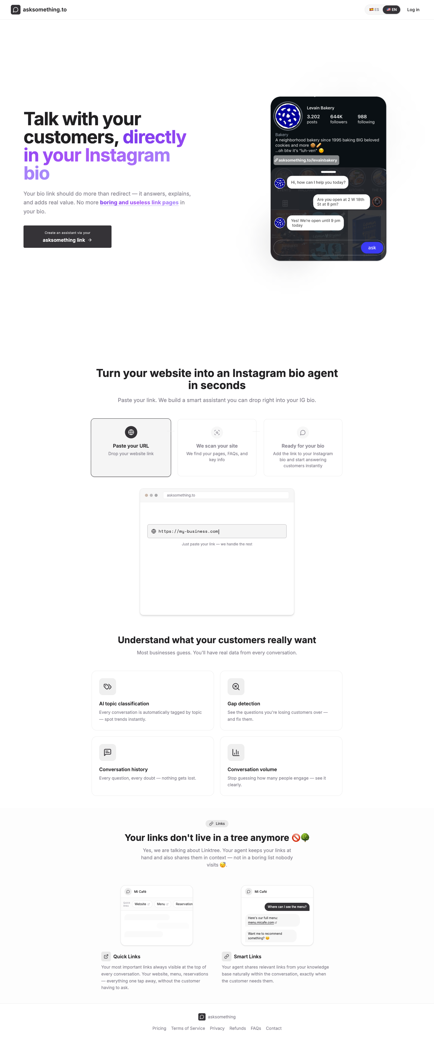 asksomething full landing page screenshot