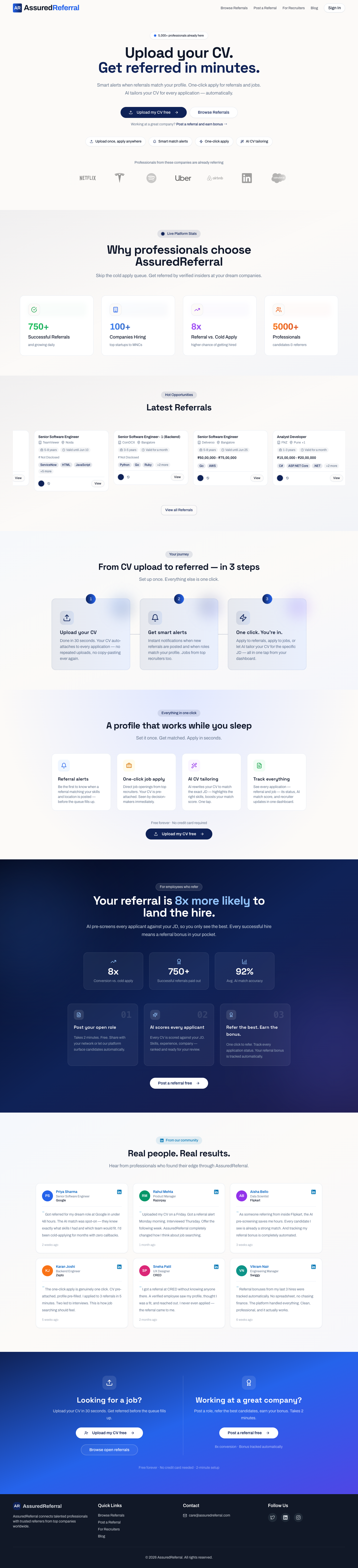 AssuredReferral full landing page screenshot
