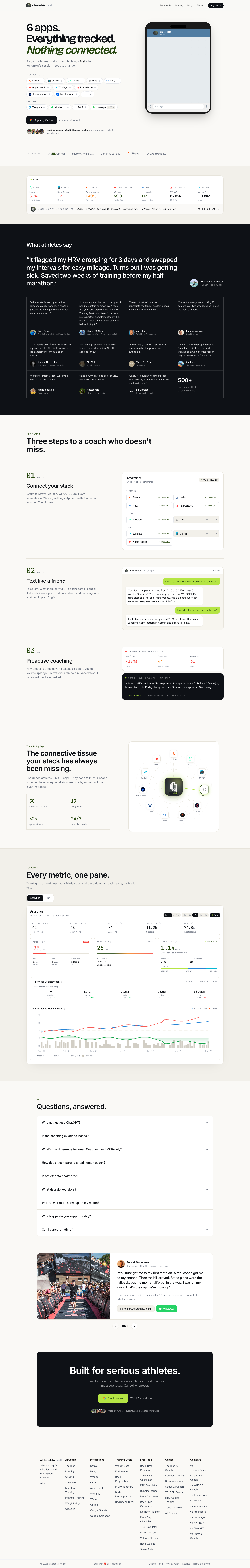 athletedata.health full landing page screenshot