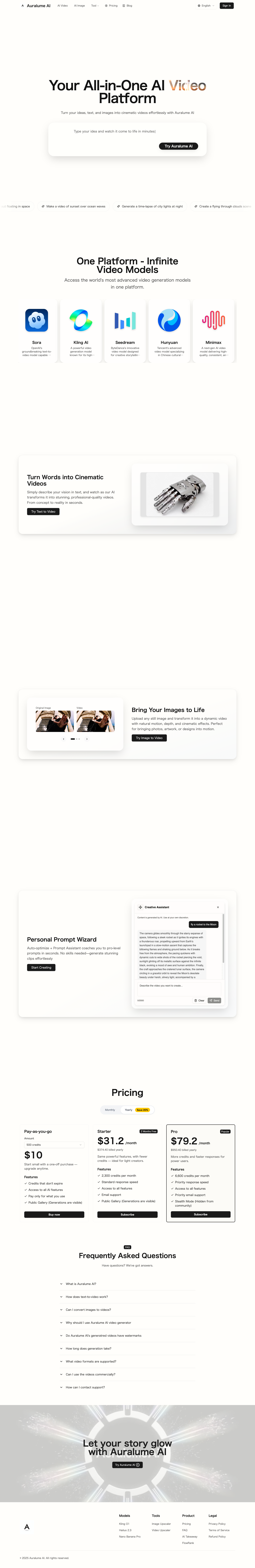 Auralume AI full landing page screenshot