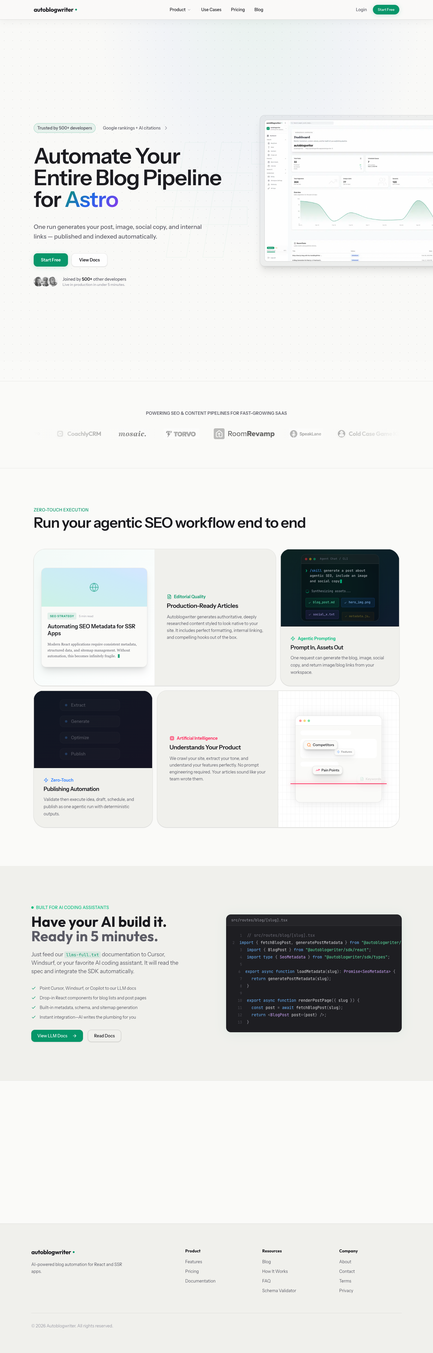 autoblogwriter full landing page screenshot