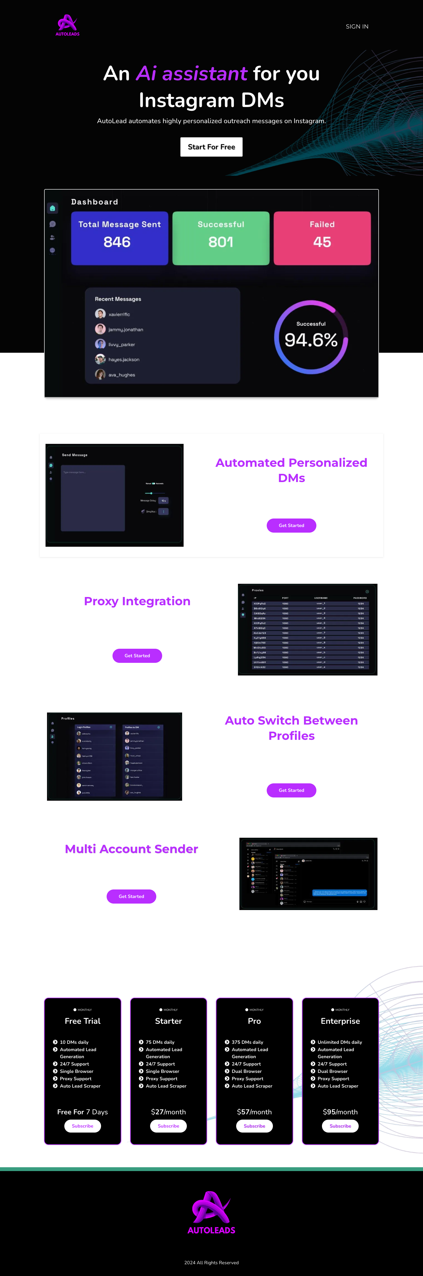 AutoLead full landing page screenshot