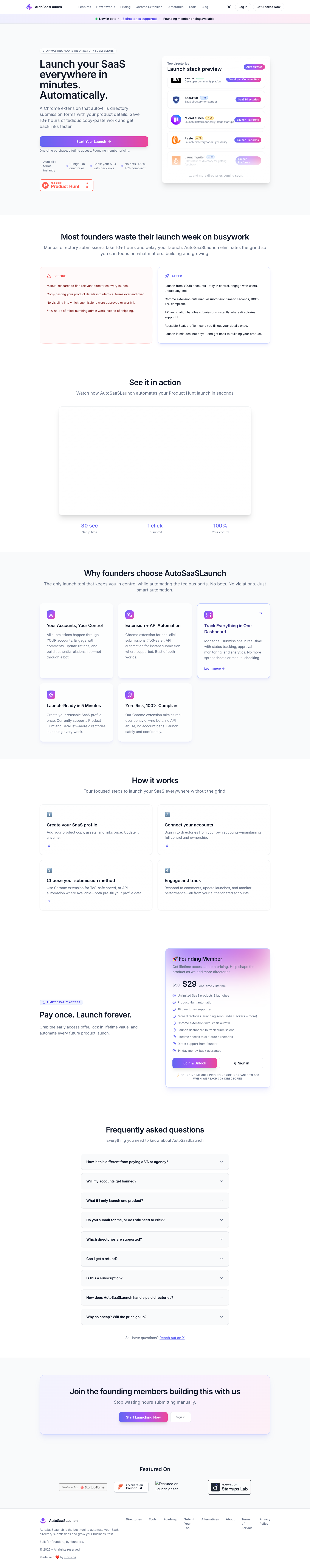 AutoSaaSLaunch full landing page screenshot