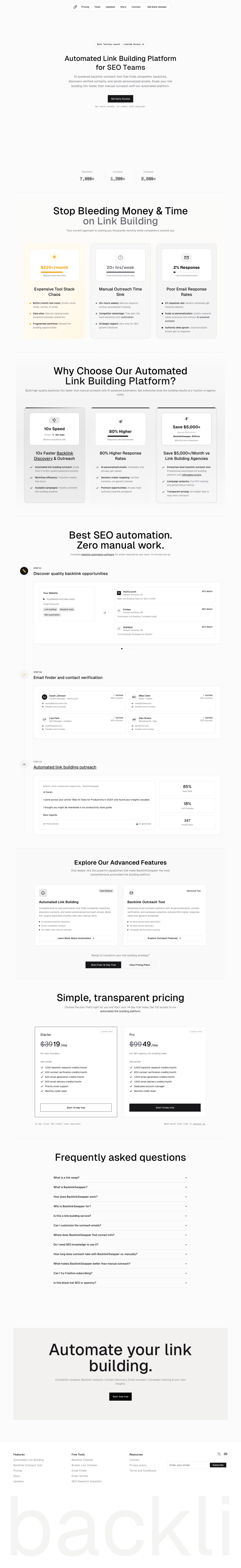 Backlinkswapper full landing page screenshot