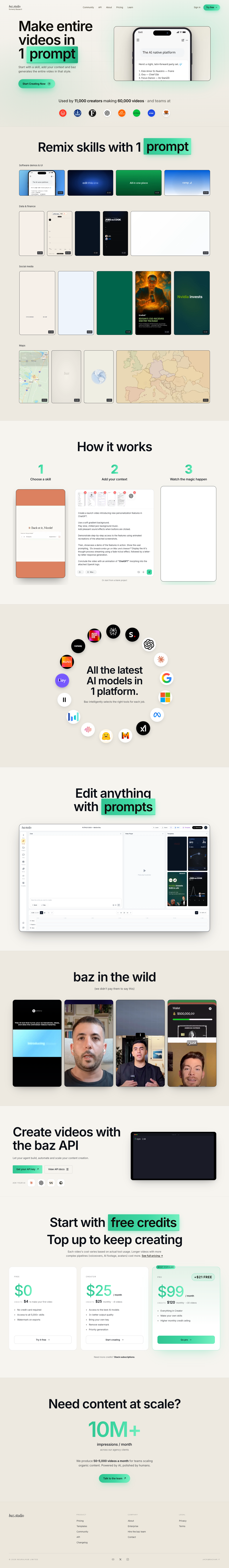 Bazaar full landing page screenshot