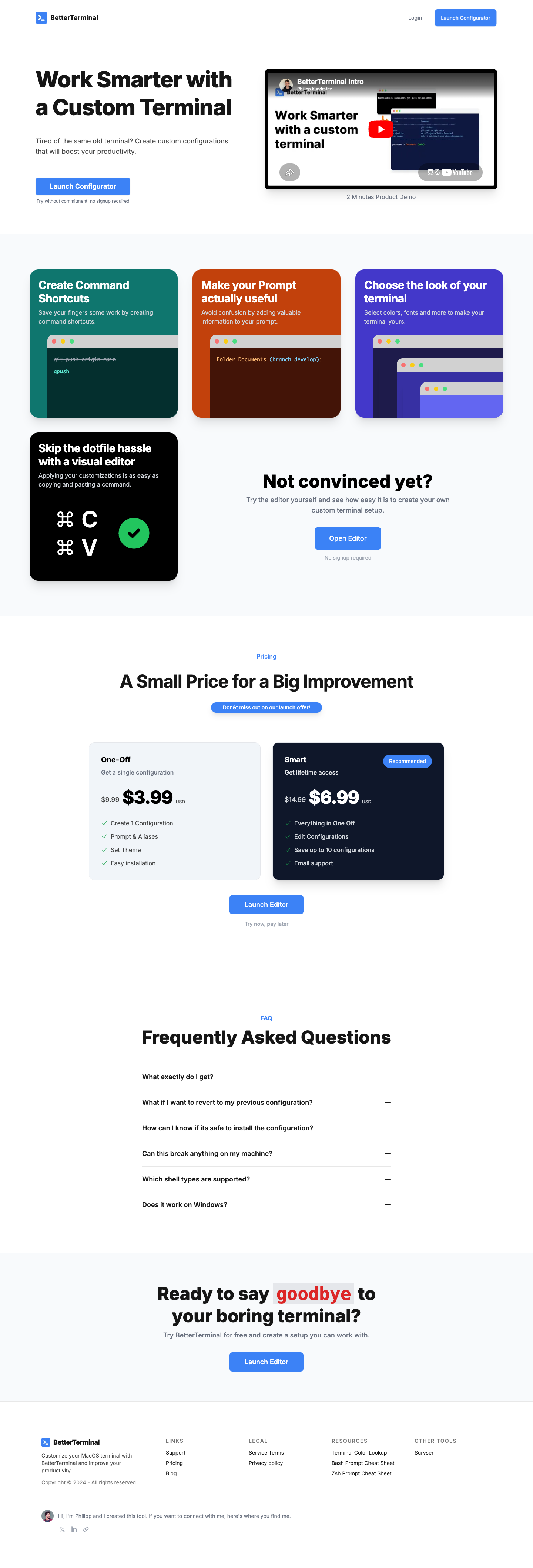 BetterTerminal full landing page screenshot