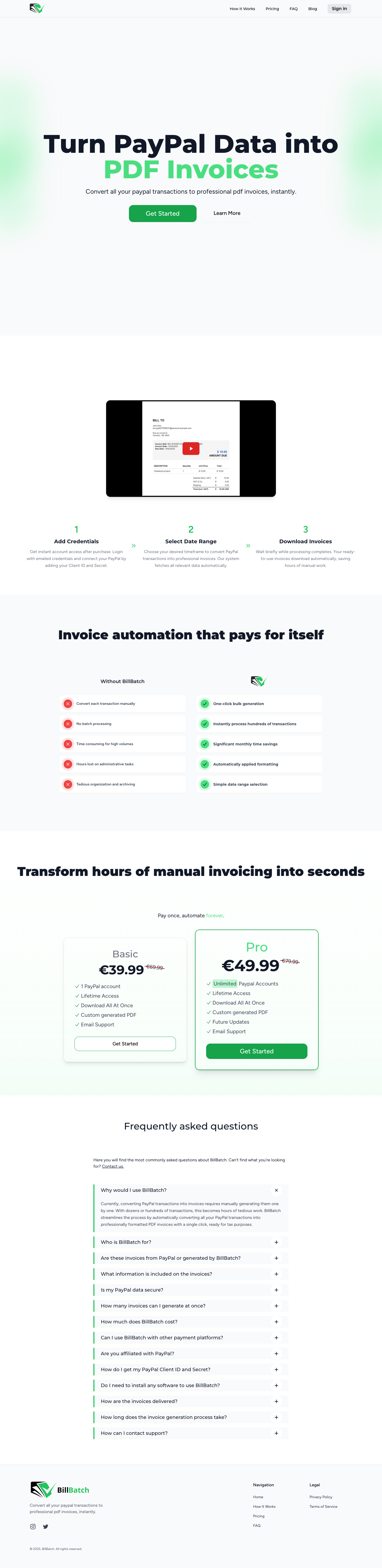 BillBatch full landing page screenshot