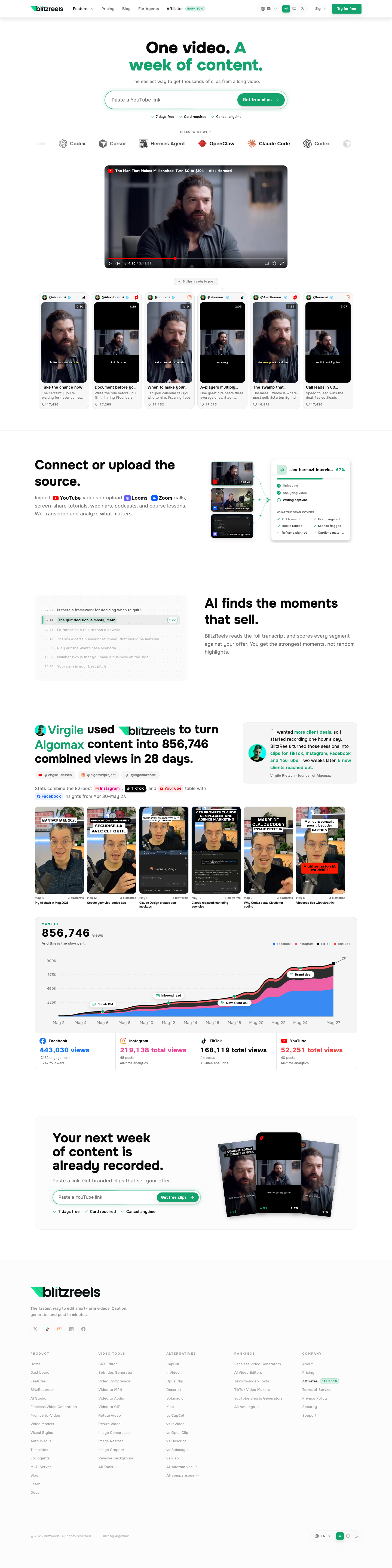 BlitzReels full landing page screenshot