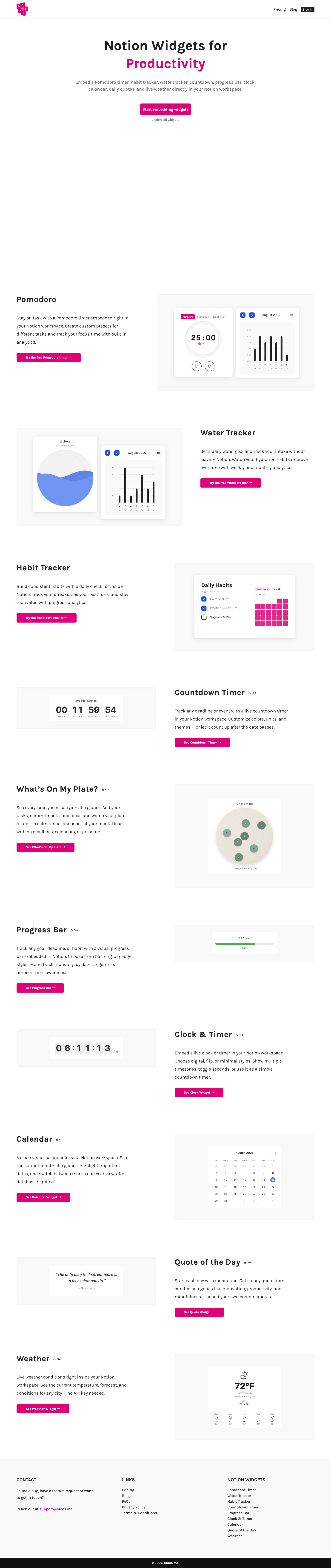 Blocs.me full landing page screenshot