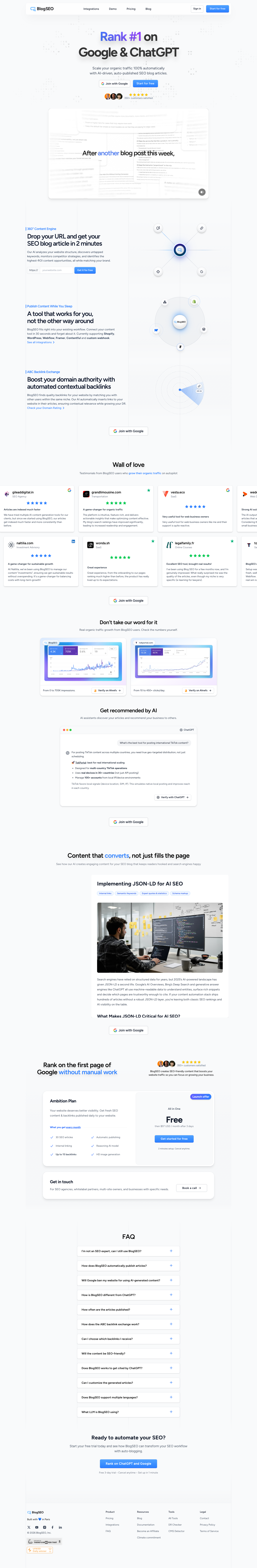 BlogSEO full landing page screenshot
