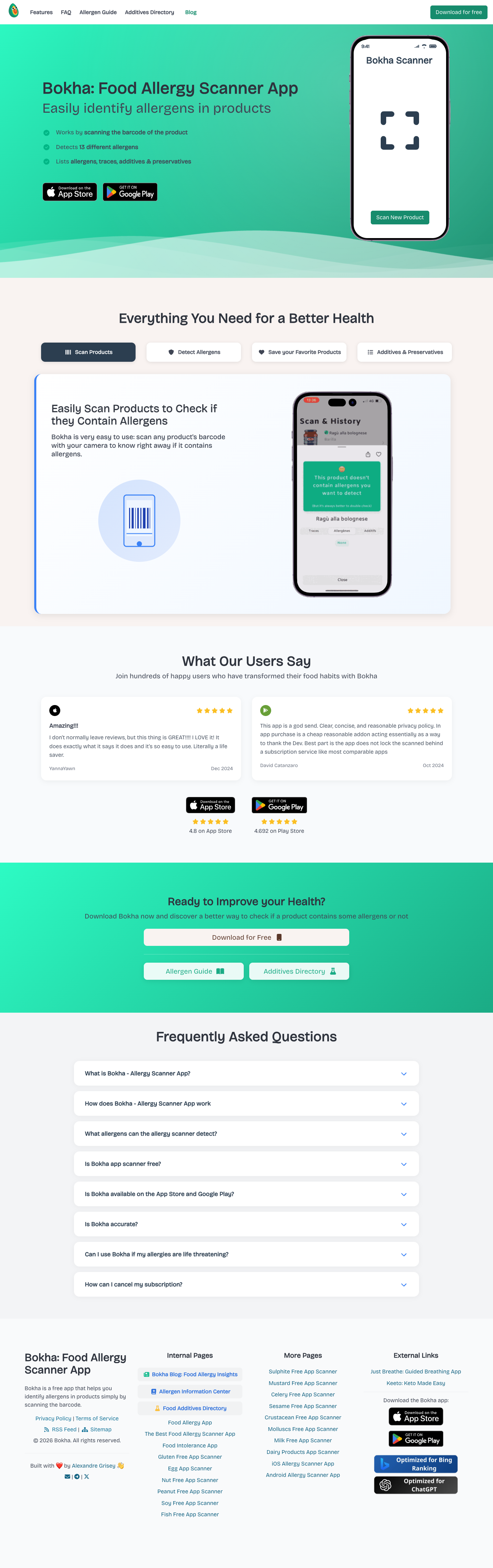 Bokha full landing page screenshot