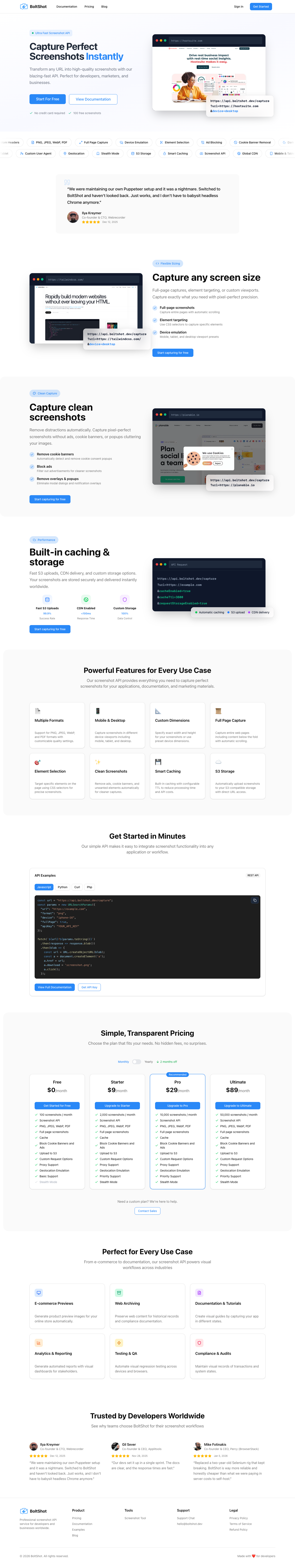 BoltShot full landing page screenshot
