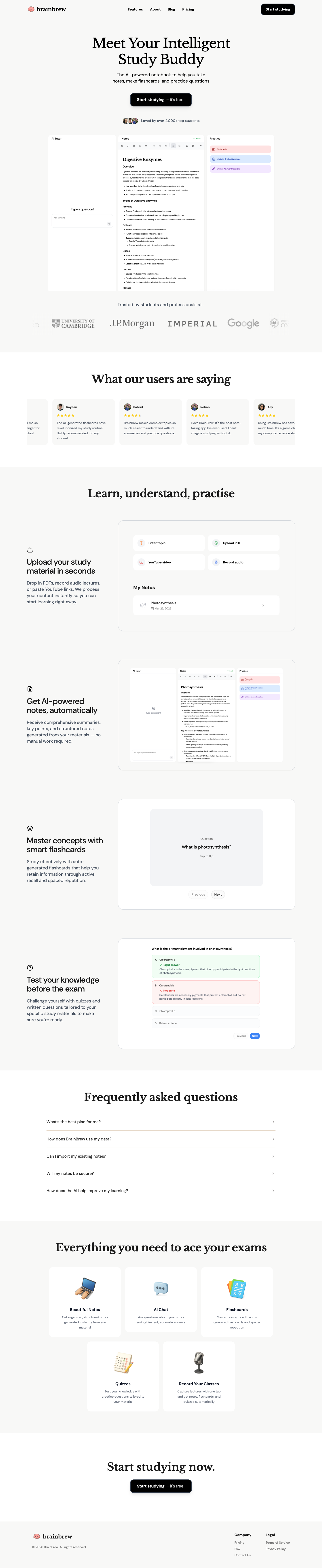 BrainBrew full landing page screenshot
