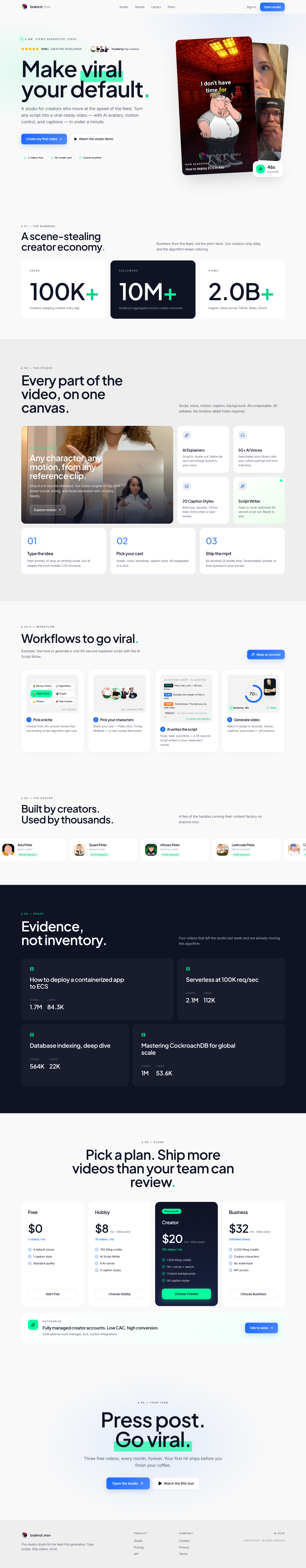 Brainrot.mov full landing page screenshot
