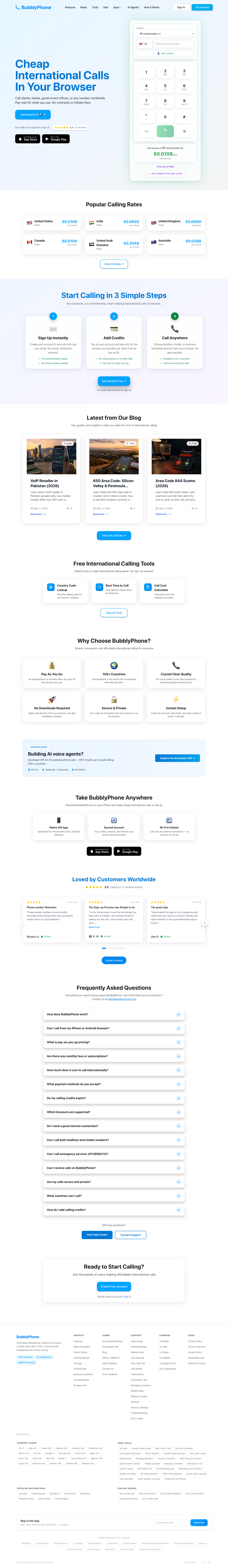 Bubbly Phone full landing page screenshot