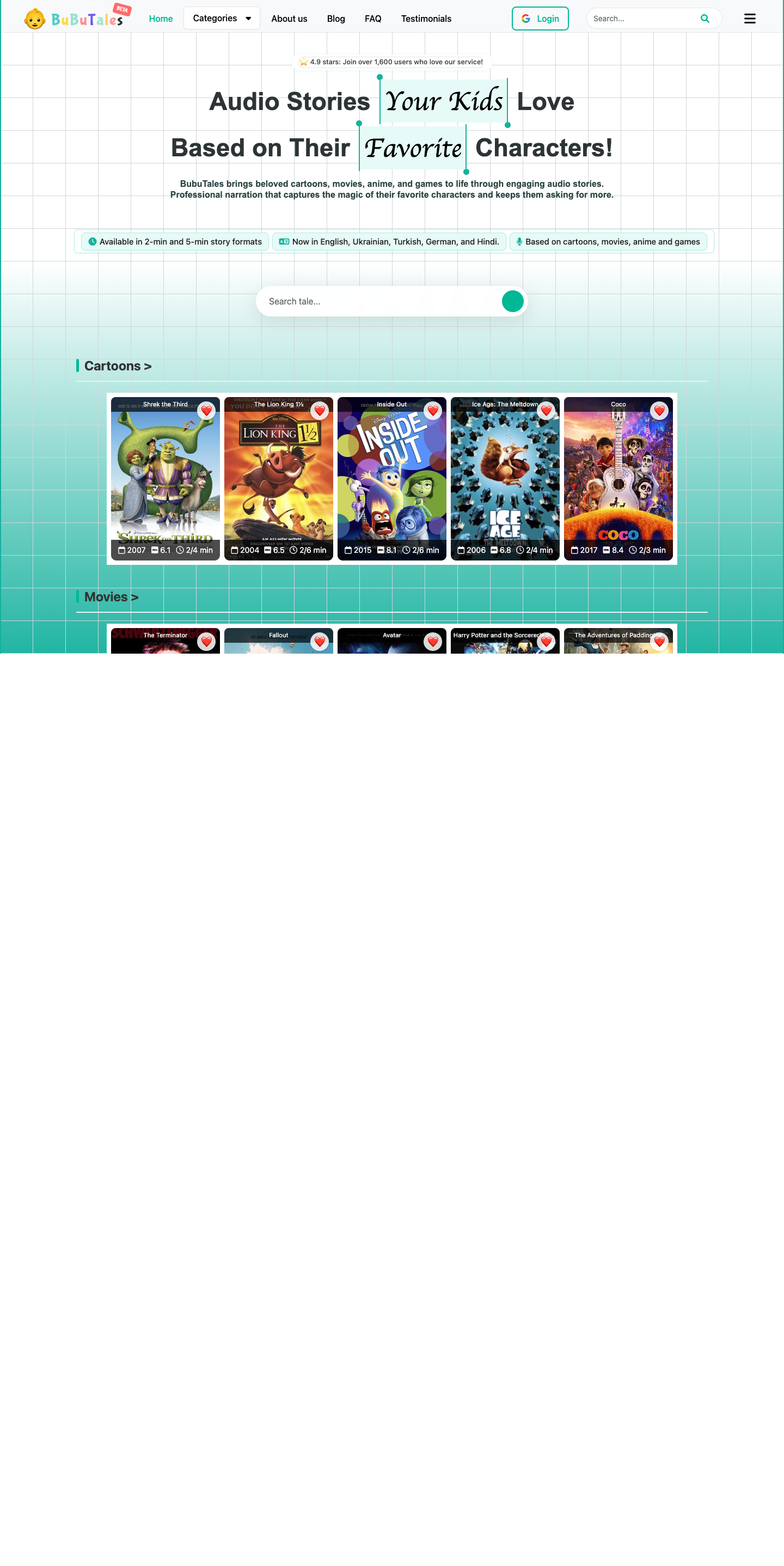 bubutales full landing page screenshot