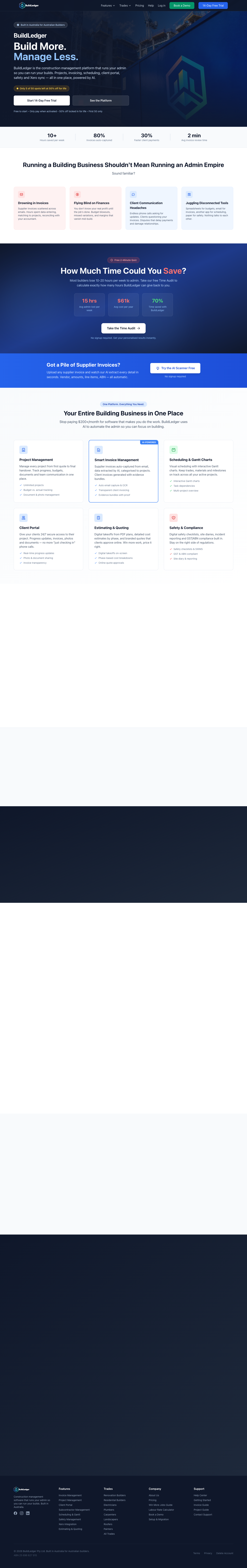 BuildLedger full landing page screenshot