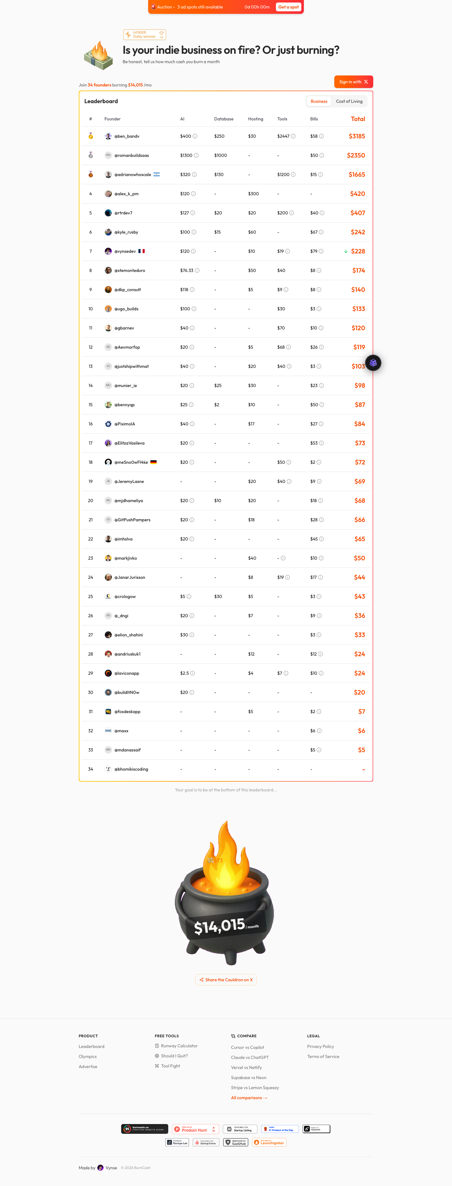 BurnCash full landing page screenshot