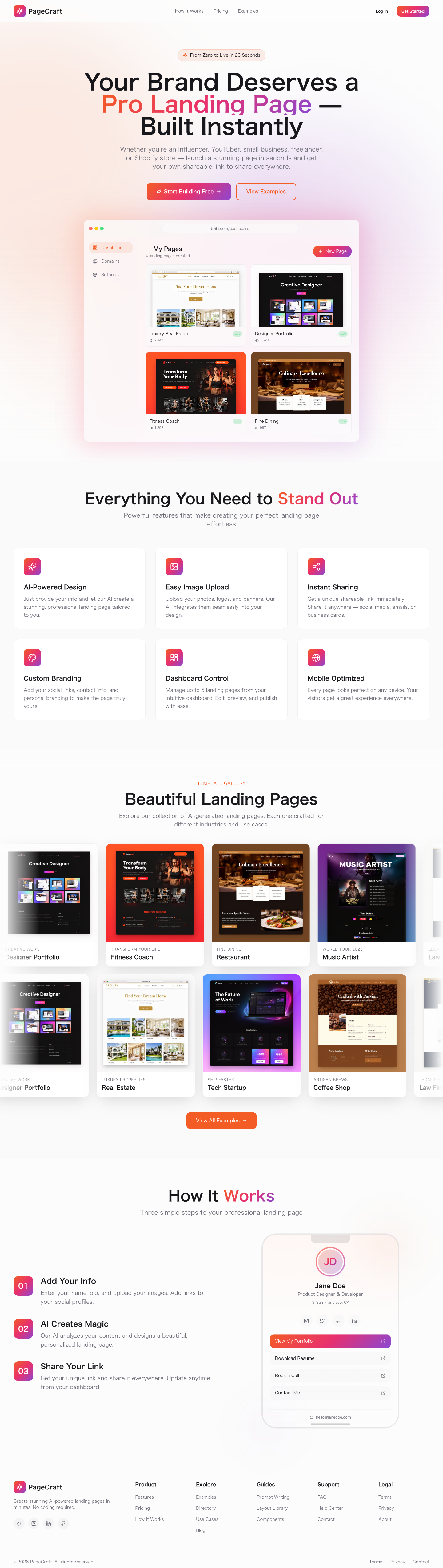 BziBi full landing page screenshot