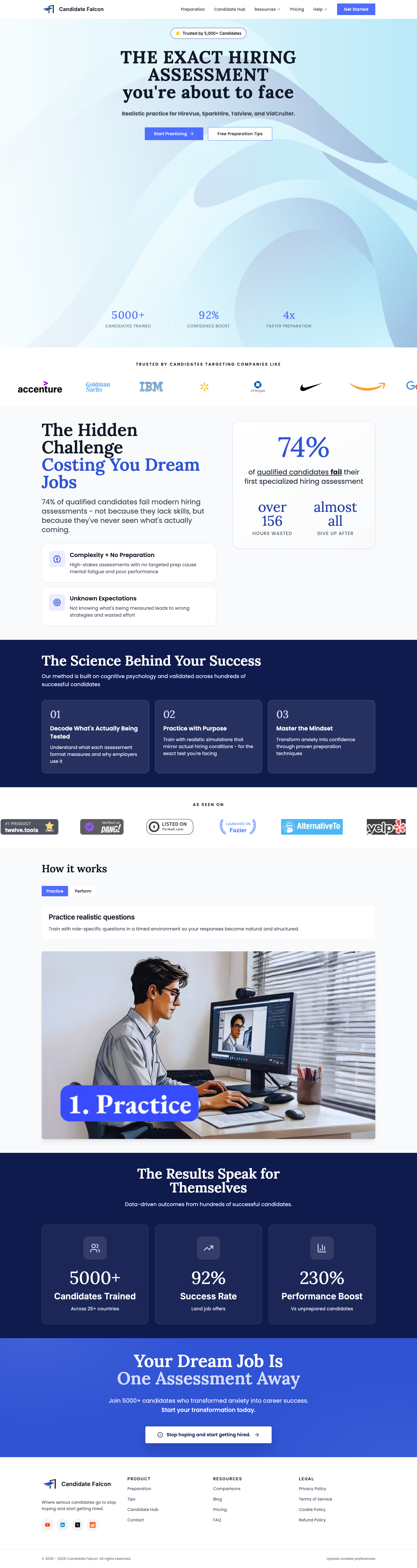Candidate Falcon full landing page screenshot