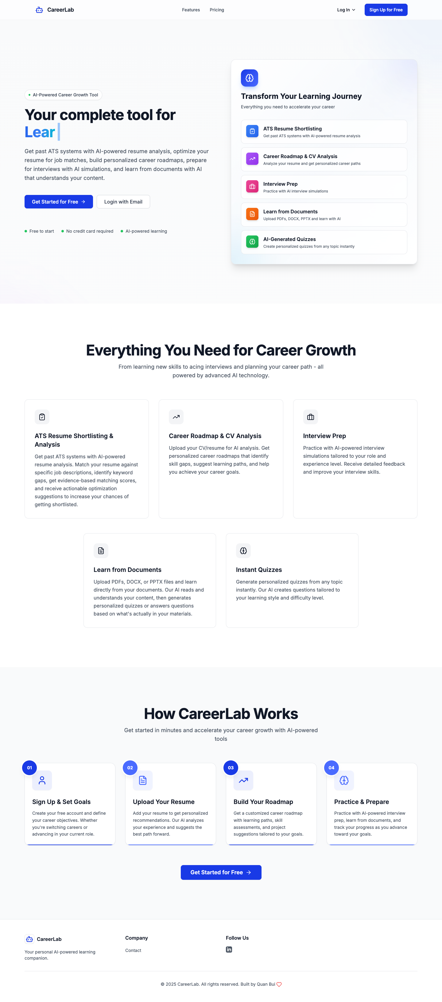 Career Lab full landing page screenshot