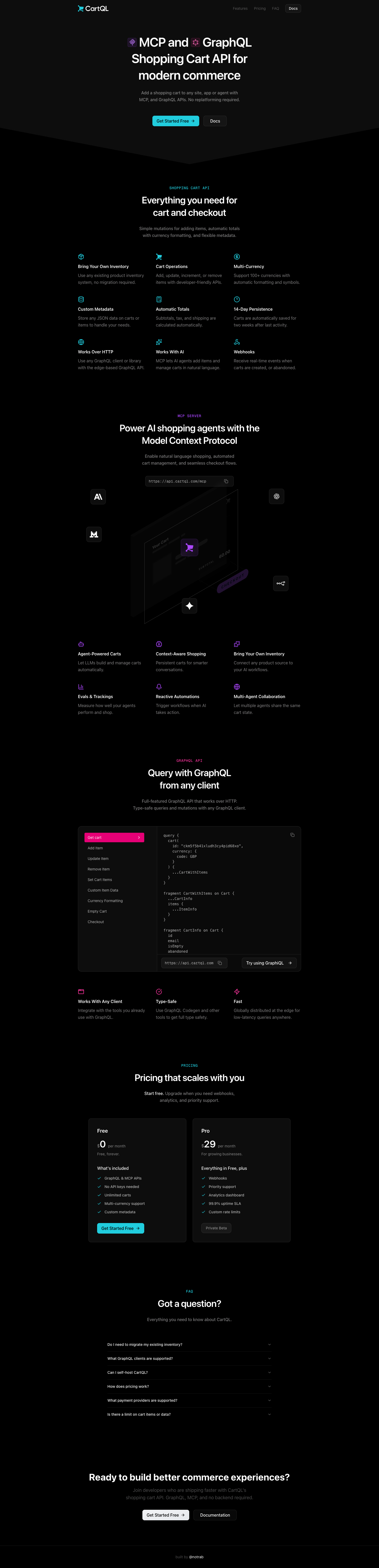 CartQL full landing page screenshot